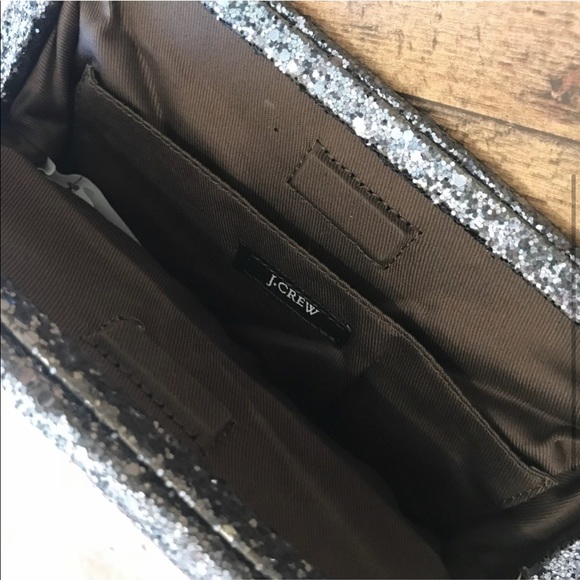 J. Crew Magnetic Silver Glitter Sparkle Clutch - Picture 3 of 12